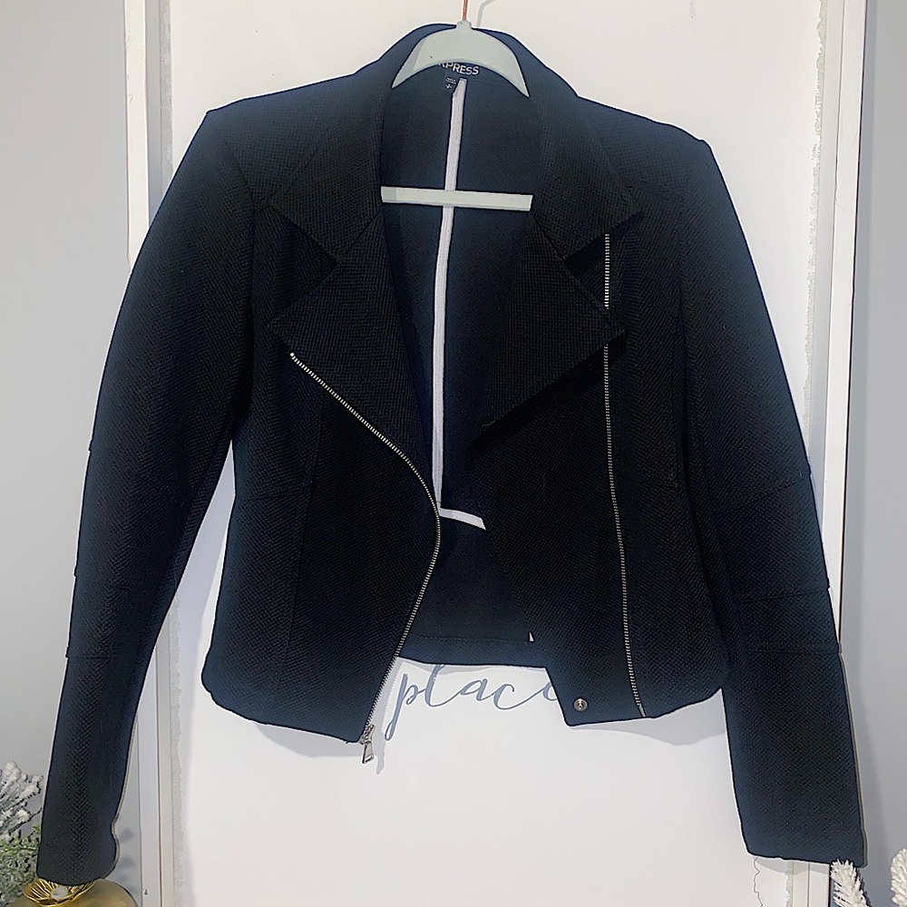 Sold Textured black moto jacket EUC